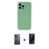 MARSİLYAN™- iPhone 13 Pro Max Kılıf Zirve Modern Özel Seri - Siyah 3D Antistatik Hayalet Cam Ekran Koruyucu + Neon Fosforlu Kamera Lens - YL
