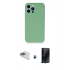 MARSİLYAN™- iPhone 13 Pro Max Kılıf Zirve Modern Özel Seri - Siyah 3D Antistatik Hayalet Cam Ekran Koruyucu + Pers Alüminyum Kamera Lens - GD