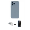 MARSİLYAN™- iPhone 13 Pro Max Kılıf Zirve Modern Özel Seri - Siyah 3D Antistatik Hayalet Cam Ekran Koruyucu + Pers Alüminyum Kamera Lens - SABE