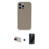 MARSİLYAN™- iPhone 13 Pro Max Kılıf Zirve Modern Özel Seri - Siyah 3D Antistatik Hayalet Cam Ekran Koruyucu + Rainbow Kamera Lens Koruma Cam - KI