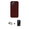 MARSİLYAN™- iPhone 13 Pro Max Kılıf Zirve Modern Özel Seri - Siyah 3D Antistatik Hayalet Cam Ekran Koruyucu + Rainbow Kamera Lens Koruma Cam - BZ