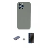 MARSİLYAN™- iPhone 13 Pro Max Kılıf Zirve Modern Özel Seri - Siyah 3D Antistatik Hayalet Cam Ekran Koruyucu + Renkli Kamera Lens Koruma Cam - PE