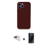 MARSİLYAN™- iPhone 13 Pro Max Kılıf Zirve Modern Özel Seri - Siyah 3D Antistatik Hayalet Cam Ekran Koruyucu + Pers Alüminyum Kamera Lens - GI