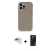 MARSİLYAN™- iPhone 13 Pro Max Kılıf Zirve Modern Özel Seri - Siyah 3D Antistatik Hayalet Cam Ekran Koruyucu + Pers Alüminyum Kamera Lens - GD