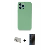 MARSİLYAN™- iPhone 13 Pro Max Kılıf Zirve Modern Özel Seri - Siyah 3D Antistatik Hayalet Cam Ekran Koruyucu + Rainbow Kamera Lens Koruma Cam - BZ