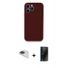 MARSİLYAN™- iPhone 13 Pro Max Kılıf Zirve Modern Özel Seri - Siyah 3D Antistatik Hayalet Cam Ekran Koruyucu + Pers Alüminyum Kamera Lens - LT