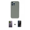 MARSİLYAN™- iPhone 13 Pro Max Kılıf Zirve Modern Özel Seri - Siyah 3D Antistatik Hayalet Cam Ekran Koruyucu + Neon Fosforlu Kamera Lens - YL