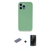 MARSİLYAN™- iPhone 13 Pro Max Kılıf Zirve Modern Özel Seri - Siyah 3D Antistatik Hayalet Cam Ekran Koruyucu + Mavi Renkli Kamera Lens Koruma Cam