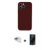 MARSİLYAN™- iPhone 13 Pro Max Kılıf Zirve Modern Özel Seri - Siyah 3D Antistatik Hayalet Cam Ekran Koruyucu + Pers Alüminyum Kamera Lens - SABE