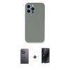 MARSİLYAN™- iPhone 13 Pro Max Kılıf Zirve Modern Özel Seri - Siyah 3D Antistatik Hayalet Cam Ekran Koruyucu + Neon Fosforlu Kamera Lens - BZ