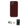 MARSİLYAN™- iPhone 13 Pro Max Kılıf Zirve Modern Özel Seri - Siyah 3D Antistatik Hayalet Cam Ekran Koruyucu + Rainbow Kamera Lens Koruma Cam - MI