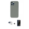 MARSİLYAN™- iPhone 13 Pro Max Kılıf Zirve Modern Özel Seri - Siyah 3D Antistatik Hayalet Cam Ekran Koruyucu + Pers Alüminyum Kamera Lens - LT