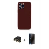 MARSİLYAN™- iPhone 13 Pro Max Kılıf Zirve Modern Özel Seri - Siyah 3D Antistatik Hayalet Cam Ekran Koruyucu + Raze Metal Kamera Lens - GD