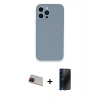 MARSİLYAN™- iPhone 13 Pro Max Kılıf Zirve Modern Özel Seri - Siyah 3D Antistatik Hayalet Cam Ekran Koruyucu + Rainbow Kamera Lens Koruma Cam - KI