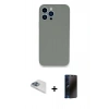MARSİLYAN™- iPhone 13 Pro Max Kılıf Zirve Modern Özel Seri - Siyah 3D Antistatik Hayalet Cam Ekran Koruyucu + Pers Alüminyum Kamera Lens - SABE