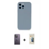 MARSİLYAN™- iPhone 13 Pro Max Kılıf Zirve Modern Özel Seri - Siyah 6D Mat Seramik Hayalet Nano Ekran Koruyucu + Beyaz Neon Fosforlu Kamera Lens