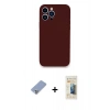 MARSİLYAN™- iPhone 13 Pro Max Kılıf Zirve Modern Özel Seri - Siyah 6D Mat Seramik Hayalet Nano Ekran Koruyucu + Koyu Yeşil Metal Kamera Lens Koruma Cam