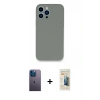 MARSİLYAN™- iPhone 13 Pro Max Kılıf Zirve Modern Özel Seri - Siyah 6D Mat Seramik Hayalet Nano Ekran Koruyucu + Mavi Neon Fosforlu Kamera Lens