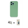 MARSİLYAN™- iPhone 13 Pro Max Kılıf Zirve Modern Özel Seri - Siyah 6D Mat Seramik Hayalet Nano Ekran Koruyucu + Rainbow Kamera Lens Koruma Cam - MR