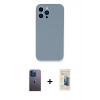 MARSİLYAN™- iPhone 13 Pro Max Kılıf Zirve Modern Özel Seri - Siyah 6D Mat Seramik Hayalet Nano Ekran Koruyucu + Mavi Neon Fosforlu Kamera Lens
