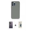 MARSİLYAN™- iPhone 13 Pro Max Kılıf Zirve Modern Özel Seri - Siyah 6D Mat Seramik Hayalet Nano Ekran Koruyucu + Beyaz Neon Fosforlu Kamera Lens