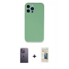 MARSİLYAN™- iPhone 13 Pro Max Kılıf Zirve Modern Özel Seri - Siyah 6D Mat Seramik Hayalet Nano Ekran Koruyucu + Beyaz Neon Fosforlu Kamera Lens