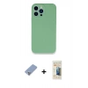 MARSİLYAN™- iPhone 13 Pro Max Kılıf Zirve Modern Özel Seri - Siyah 6D Mat Seramik Hayalet Nano Ekran Koruyucu + Koyu Yeşil Metal Kamera Lens Koruma Cam