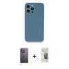 MARSİLYAN™- iPhone 13 Pro Max Kılıf Zirve Modern Özel Seri - Siyah 6D Mat Seramik Hayalet Nano Ekran Koruyucu + Beyaz Neon Fosforlu Kamera Lens