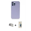MARSİLYAN™- iPhone 13 Pro Max Kılıf Zirve Modern Özel Seri - Siyah 6D Mat Seramik Hayalet Nano Ekran Koruyucu + Rainbow Kamera Lens Koruma Cam - MR