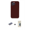 MARSİLYAN™- iPhone 13 Pro Max Kılıf Zirve Modern Özel Seri - Siyah 6D Mat Seramik Hayalet Nano Ekran Koruyucu + Renkli Kamera Lens Koruma Cam - PE