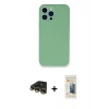 MARSİLYAN™- iPhone 13 Pro Max Kılıf Zirve Modern Özel Seri - Siyah 6D Mat Seramik Hayalet Nano Ekran Koruyucu + Raze Metal Kamera Lens - GD