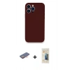 MARSİLYAN™- iPhone 13 Pro Max Kılıf Zirve Modern Özel Seri - Siyah 6D Mat Seramik Hayalet Nano Ekran Koruyucu + Renkli Kamera Lens Koruma Cam - TU