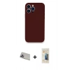 MARSİLYAN™- iPhone 13 Pro Max Kılıf Zirve Modern Özel Seri - Siyah 6D Mat Seramik Hayalet Nano Ekran Koruyucu + Rainbow Kamera Lens Koruma Cam - MR