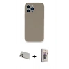MARSİLYAN™- iPhone 13 Pro Max Kılıf Zirve Modern Özel Seri - Siyah Bilvis 3D Cam Ekran Koruyucu + Beyaz Rainbow Kamera Lens Koruma Cam