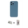 MARSİLYAN™- iPhone 13 Pro Max Kılıf Zirve Modern Özel Seri - Siyah Bilvis 3D Cam Ekran Koruyucu + Beyaz Rainbow Kamera Lens Koruma Cam