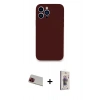 MARSİLYAN™- iPhone 13 Pro Max Kılıf Zirve Modern Özel Seri - Siyah Bilvis 3D Cam Ekran Koruyucu + Rainbow Kamera Lens Koruma Cam - KI