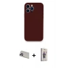 MARSİLYAN™- iPhone 13 Pro Max Kılıf Zirve Modern Özel Seri - Siyah Bilvis 3D Cam Ekran Koruyucu + Rainbow Kamera Lens Koruma Cam - MR
