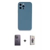 MARSİLYAN™- iPhone 13 Pro Max Kılıf Zirve Modern Özel Seri - Siyah Bilvis 3D Cam Ekran Koruyucu + Neon Fosforlu Kamera Lens - BZ