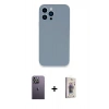 MARSİLYAN™- iPhone 13 Pro Max Kılıf Zirve Modern Özel Seri - Siyah Bilvis 3D Cam Ekran Koruyucu + Neon Fosforlu Kamera Lens - BZ