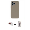MARSİLYAN™- iPhone 13 Pro Max Kılıf Zirve Modern Özel Seri - Siyah Bilvis 3D Cam Ekran Koruyucu + Pers Alüminyum Kamera Lens - KI