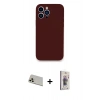 MARSİLYAN™- iPhone 13 Pro Max Kılıf Zirve Modern Özel Seri - Siyah Bilvis 3D Cam Ekran Koruyucu + Rainbow Kamera Lens Koruma Cam - REGD