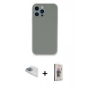 MARSİLYAN™- iPhone 13 Pro Max Kılıf Zirve Modern Özel Seri - Siyah Bilvis 3D Cam Ekran Koruyucu + Sierra Blue Pers Alüminyum Kamera Lens