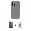 MARSİLYAN™- iPhone 13 Pro Max Kılıf Zirve Modern Özel Seri - Siyah Bilvis 3D Mat Cam Ekran Koruyucu + Neon Fosforlu Kamera Lens - BZ