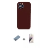 MARSİLYAN™- iPhone 13 Pro Max Kılıf Zirve Modern Özel Seri - Siyah Bilvis 3D Mat Cam Ekran Koruyucu + Shine Kamera Lens Koruma Cam - GI