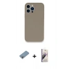 MARSİLYAN™- iPhone 13 Pro Max Kılıf Zirve Modern Özel Seri - Siyah Bilvis 3D Mat Cam Ekran Koruyucu + Shine Kamera Lens Koruma Cam - GI