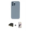 MARSİLYAN™- iPhone 13 Pro Max Kılıf Zirve Modern Özel Seri - Siyah Bilvis 3D Mat Cam Ekran Koruyucu + Raze Metal Kamera Lens - GD