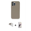 MARSİLYAN™- iPhone 13 Pro Max Kılıf Zirve Modern Özel Seri - Siyah Bilvis 3D Mat Cam Ekran Koruyucu + Gold Pers Alüminyum Kamera Lens