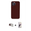 MARSİLYAN™- iPhone 13 Pro Max Kılıf Zirve Modern Özel Seri - Siyah Bilvis 3D Mat Cam Ekran Koruyucu + Rainbow Kamera Lens Koruma Cam - KI