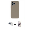 MARSİLYAN™- iPhone 13 Pro Max Kılıf Zirve Modern Özel Seri - Siyah Bilvis 3D Mat Cam Ekran Koruyucu + Pers Alüminyum Kamera Lens - LT