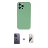 MARSİLYAN™- iPhone 13 Pro Max Kılıf Zirve Modern Özel Seri - Siyah Bilvis 3D Mat Cam Ekran Koruyucu + Neon Fosforlu Kamera Lens - MI